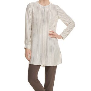 Eileen Fisher Pinstriped 100% Silk Tunic Top